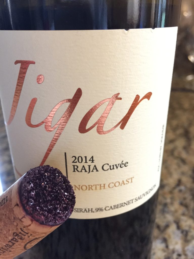 Jigar Raja Cuvee w/ tartrate crystals on cork